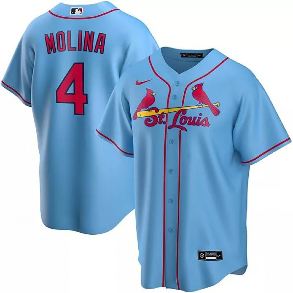 Men's St. Louis Cardinals Yadier Molina #4 Light Blue Alternate 2020 Jersey-Pro Kit Vault | Brand New 26/27 Sports Jerseys